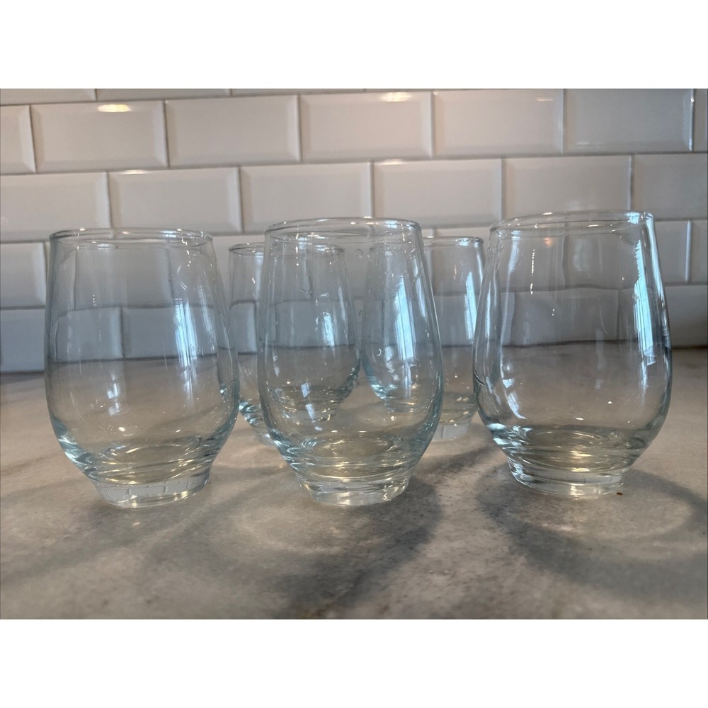 Set Of‎ 5 Vintage Drinking Glass Libbey TEMPO Clear Wine 12oz GW052